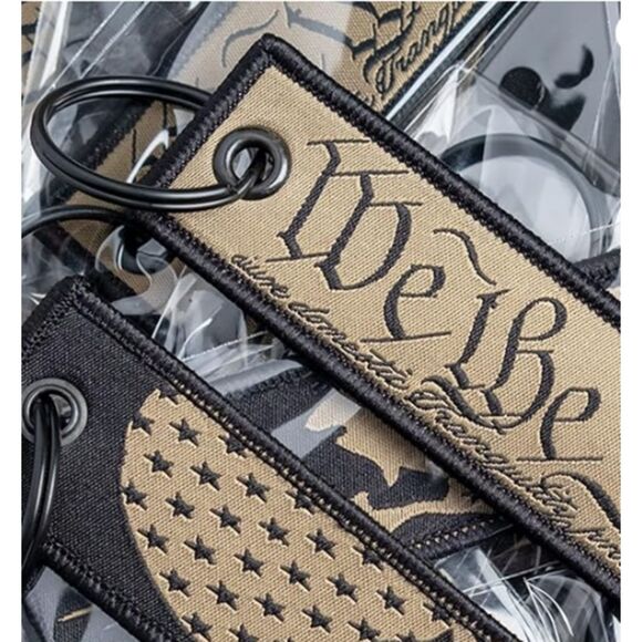 Black 1776 USA Flag License Plates with 2 Long Stitched Keychains - Picture 5 of 5